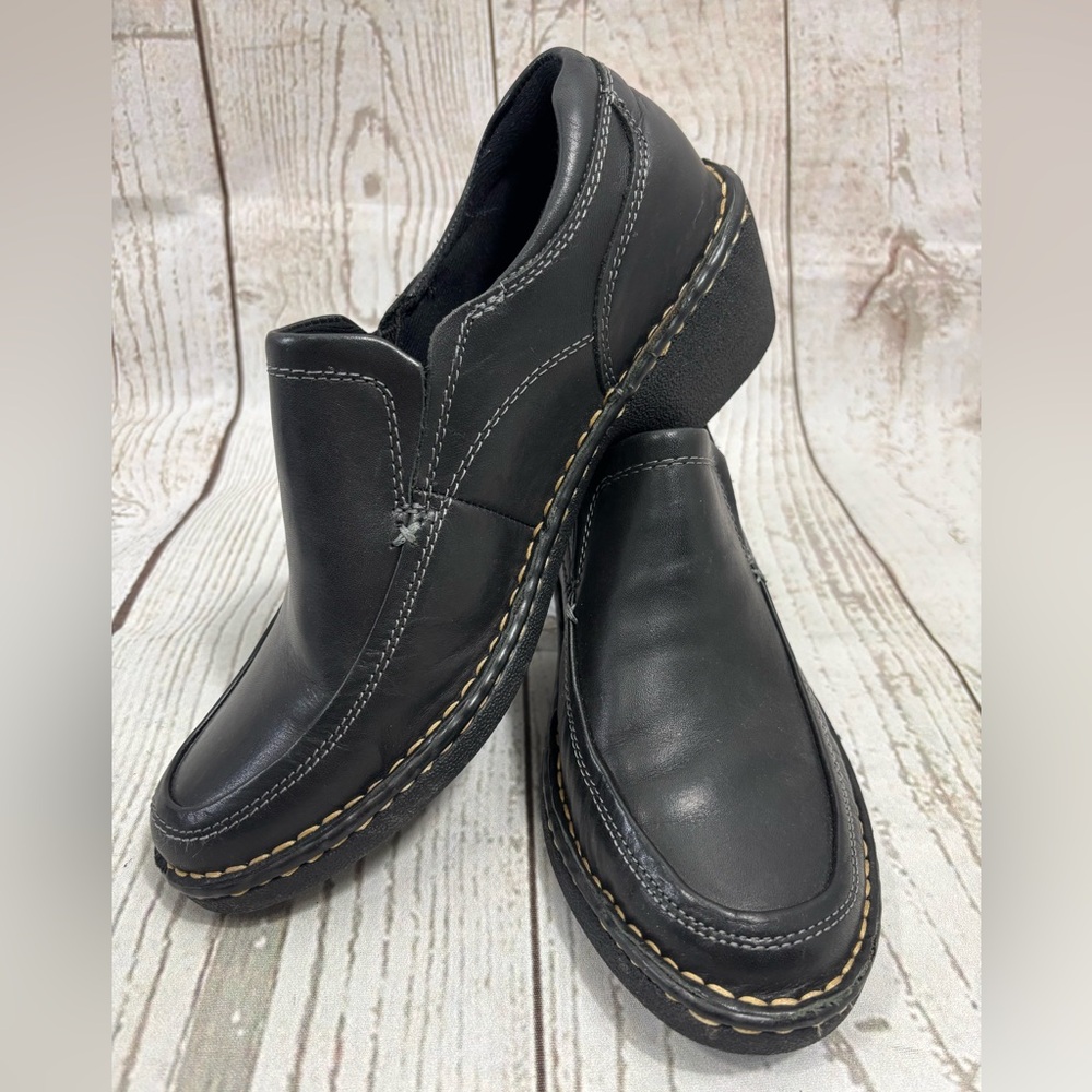 Eastland Womens Black Gina Leather Slip On Casual Loafers Comfort Heeled